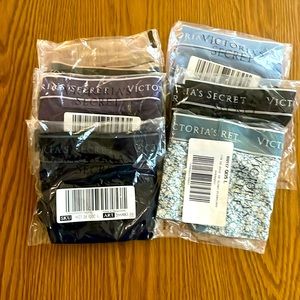 6 pairs of Hip hugger underwear all different patterns. Victoria Secrets size lg